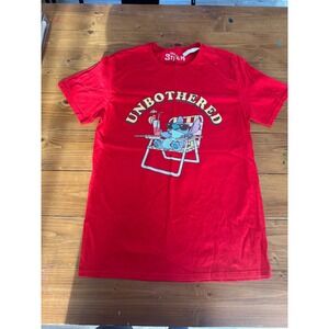 Disney Stitch T Shirt Unbothered Beach Vacation Graphic Tee Red Size Medium